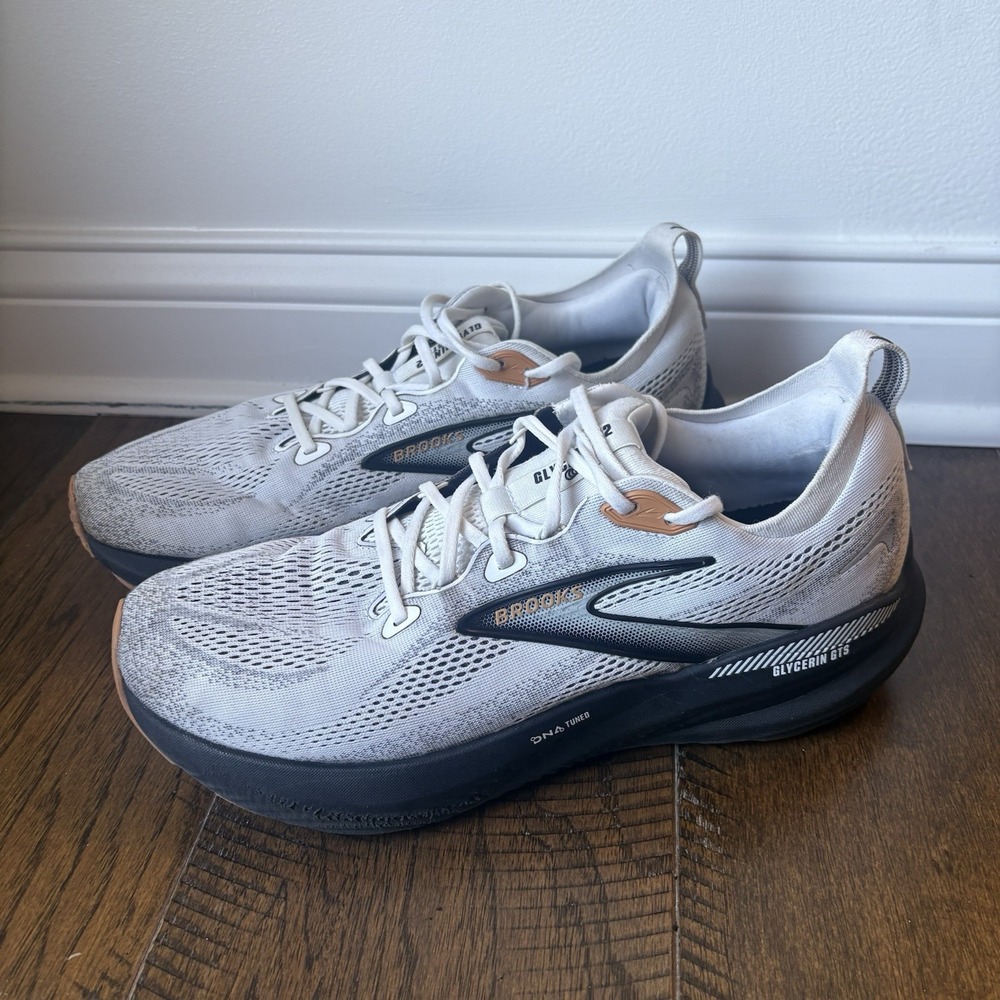 Brooks Glycerin 22 Mens Size 13M White/Gray Cushioned Running Athletic Shoes